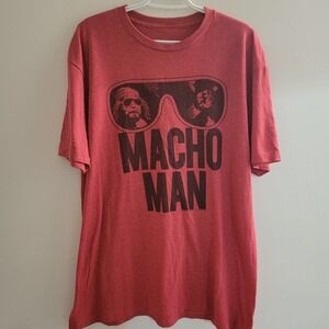 Macho Man Randy Savage Sunglasses T-Shirt Men's Size XL Red Short Sleeve